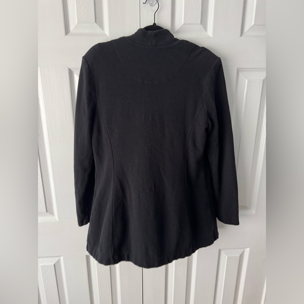 NIC+ZOE Black Knit Open Front Stretch Blazer Jacket Subtle Snap Closures